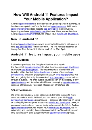 how will android 11 features impact your mobile