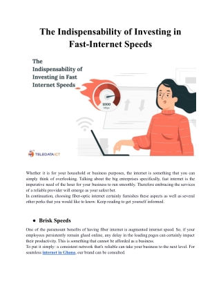 The Indispensability of Investing in Fast-Internet Speeds | Teledata ICT