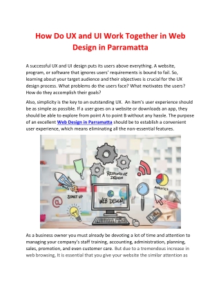 How Do UX and UI Work Together in Web Design in Parramatta