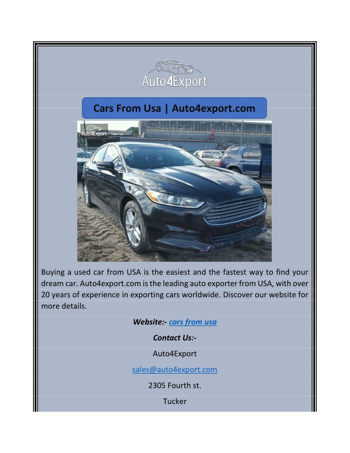 cars from usa auto4export com