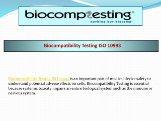 Biocompatibility Testing ISO 10993
