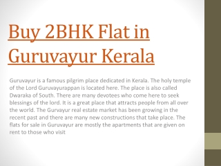 Buy 2bhk flat in guruvayur kerala