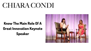 Innovation Keynote Speaker | Chiara Condi