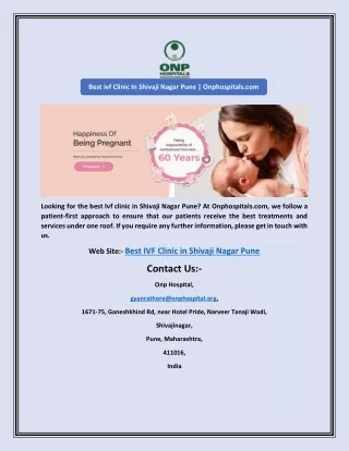 Best Ivf Clinic In Shivaji Nagar Pune | Onphospitals.com