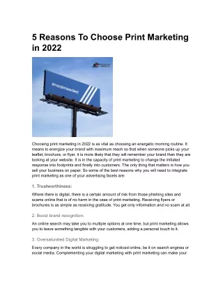 5 Reasons To Choose Print Marketing in 2022