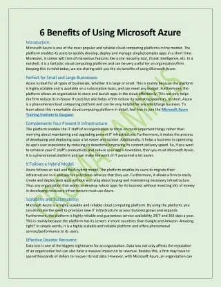 6 benefits of using microsoft azure introduction