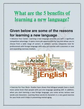 What are the 5 benefits of learning a new language