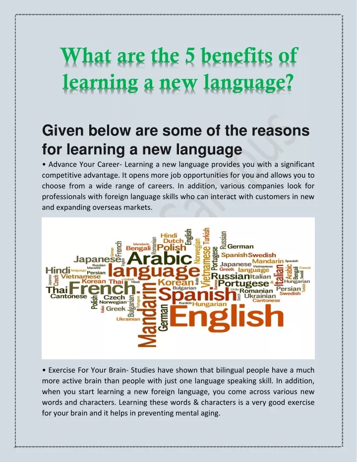 what are the 5 benefits of learning a new language