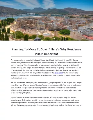 Planning To Move To Spain Here’s Why Residence Visa Is Important