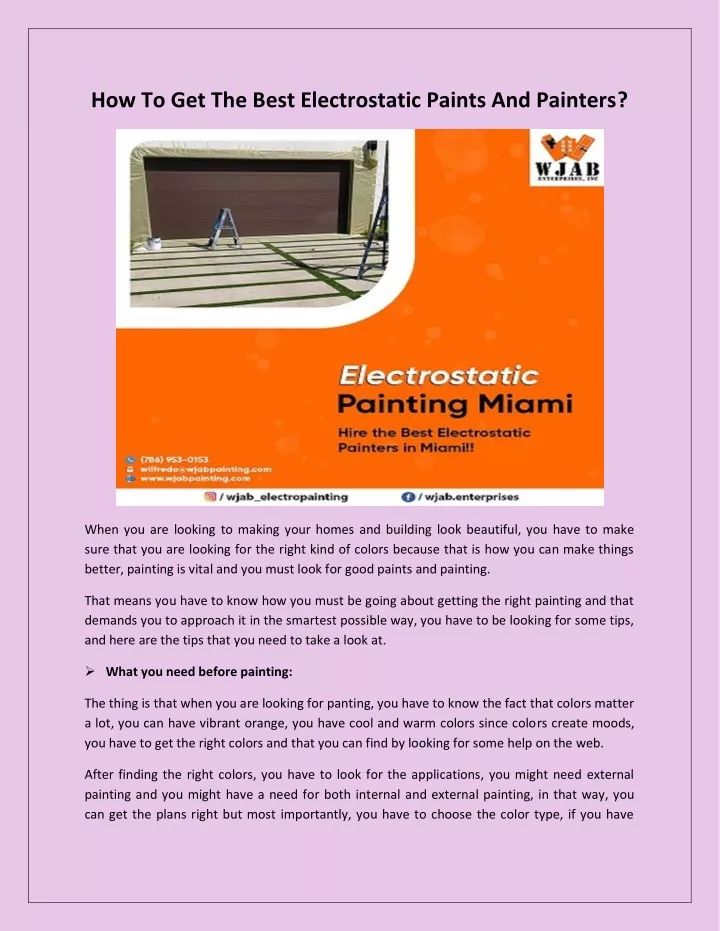 how to get the best electrostatic paints