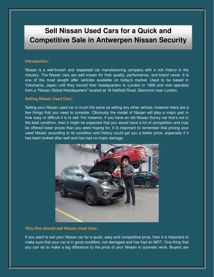 sell nissan used cars for a quick and competitive