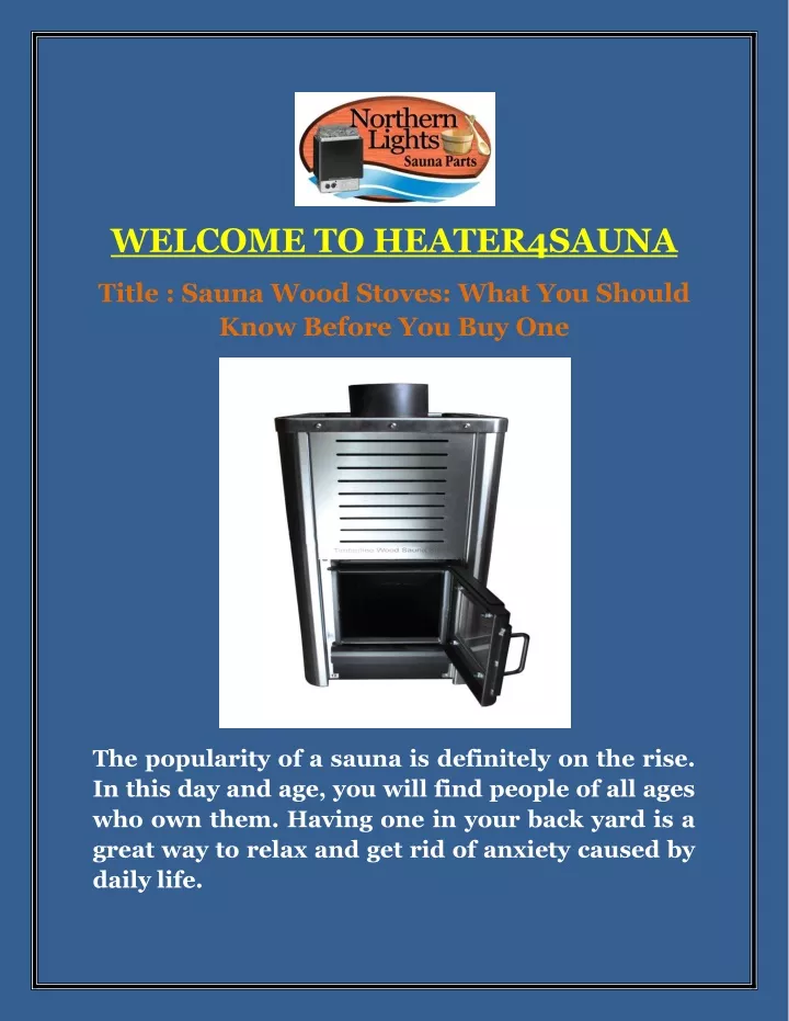 welcome to heater4sauna