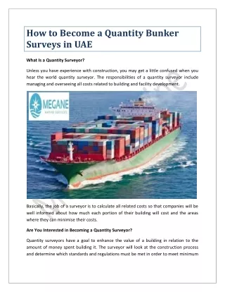How to Become a Quantity Bunker Surveys in UAE