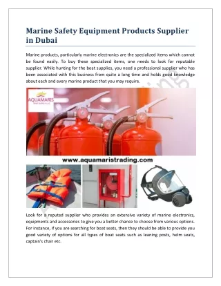 Marine Safety Equipment Products Supplier in Dubai