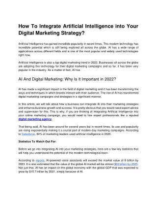 How To Integrate Artificial Intelligence into Your Digital Marketing Strategy