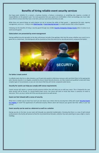 Benefits of hiring reliable event security services