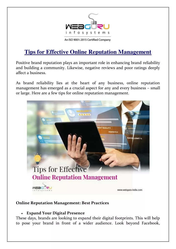 tips for effective online reputation management