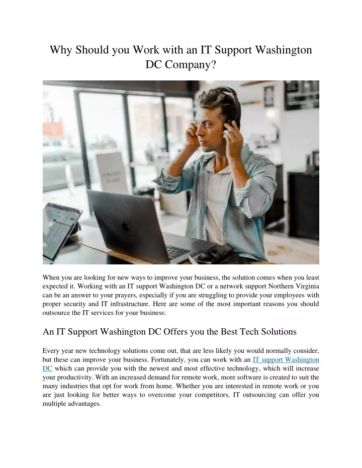 why should you work with an it support washington