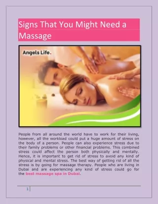 Signs That You Might Need a Massage