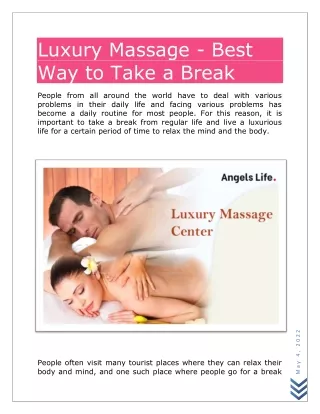Luxury Massage - - Best Way to Take a Break