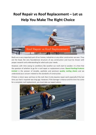 Roof Repair vs Roof Replacement – Let us Help You Make The Right Choice