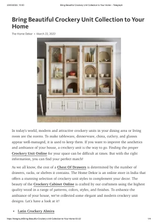 Bring Beautiful Crockery Unit Collection to Your Home - The Home Dekor