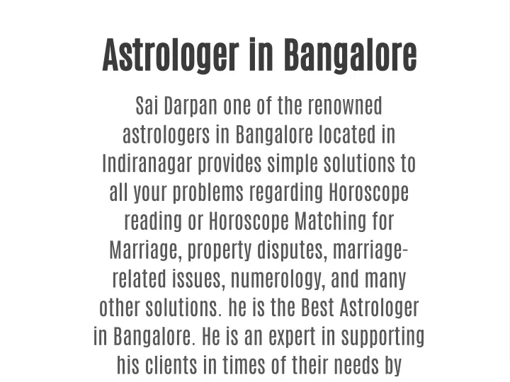 astrologer in bangalore sai darpan