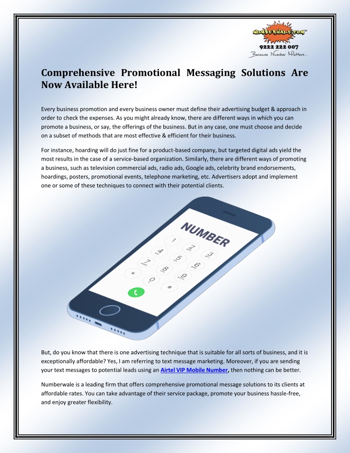 comprehensive promotional messaging solutions