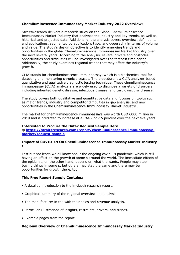 chemiluminescence immunoassay market industry