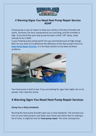 Heat Pump Repair Service | Netherland Air Conditioning