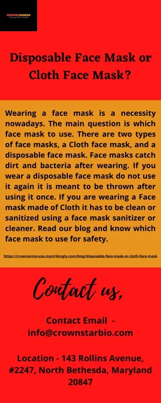 Disposable Face Mask or Cloth Face Mask