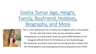 Sneha Tomar Age, Height, Family,