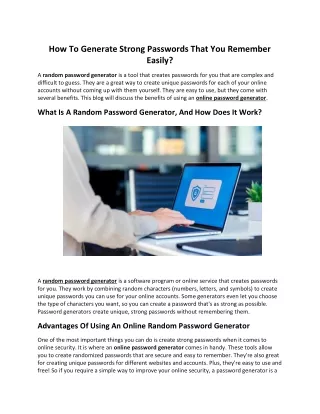 How To Generate Strong Passwords That You Remember Easily?