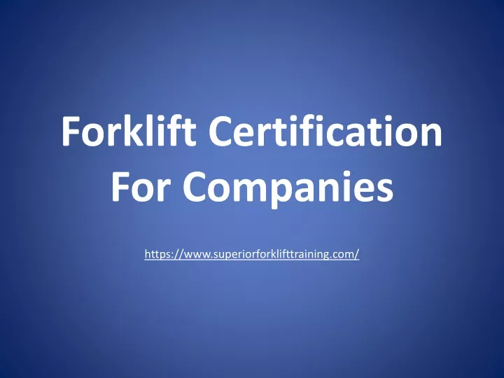 forklift certification for companies