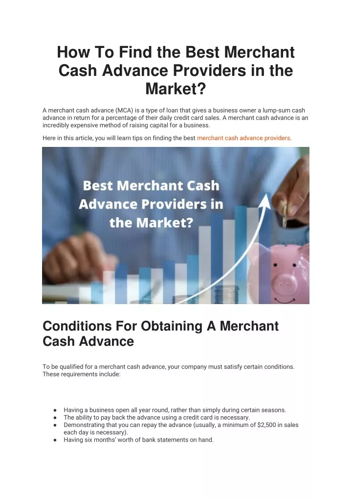 how to find the best merchant cash advance