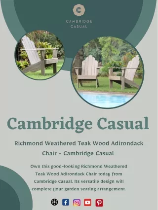 Richmond Weathered Teak Wood Adirondack Chair - Cambridge Casual