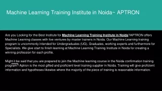Machine Learning Training Institute in Noida