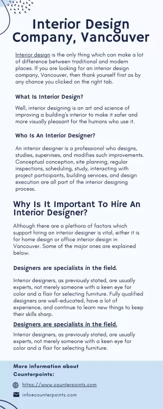 Design Build and Construction Work in Vancouver | Counter Points