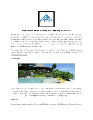 Resort Design | Resort layout Plan | Resort Design and Planning | Resort Design