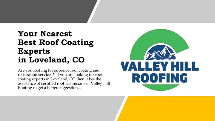 your nearest best roof coating experts in loveland co