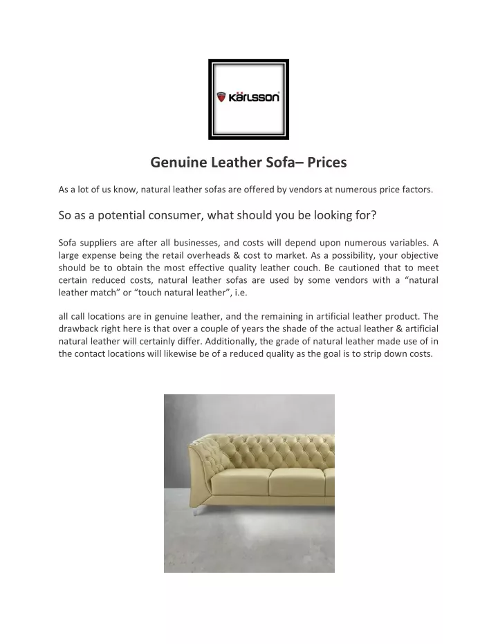 genuine leather sofa prices