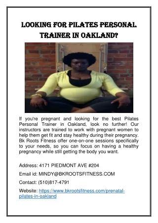 Are You Looking For A Pilates Personal Trainer in Oakland?