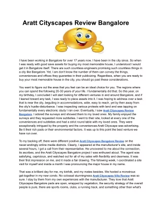 Aratt Cityscapes Review Bangalore