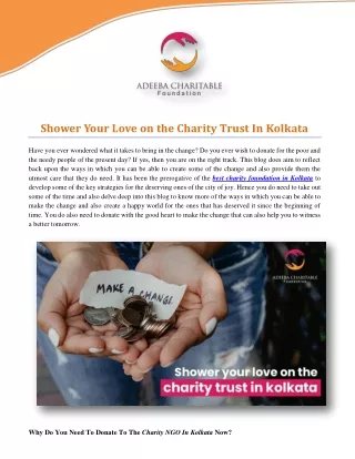 Shower Your Love on the Charity Trust In Kolkata
