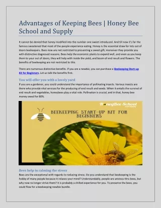 The Benefits of Keeping Bees | Honey Bee School and Supply