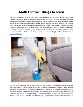 Moth Control - Things To Learn