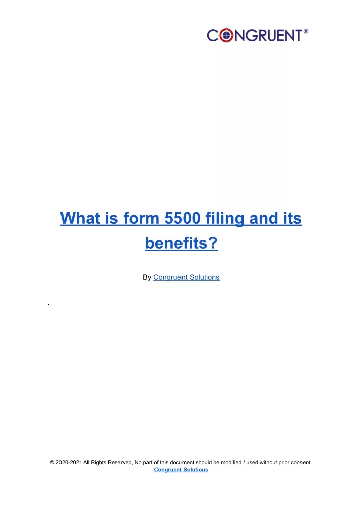 what is form 5500 filing and its benefits