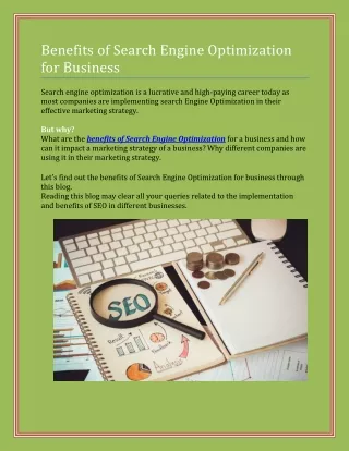 Benefits of Search Engine Optimization for Business