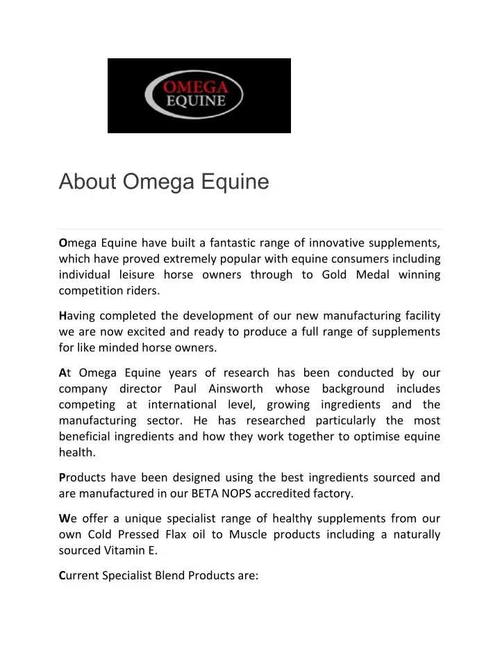about omega equine