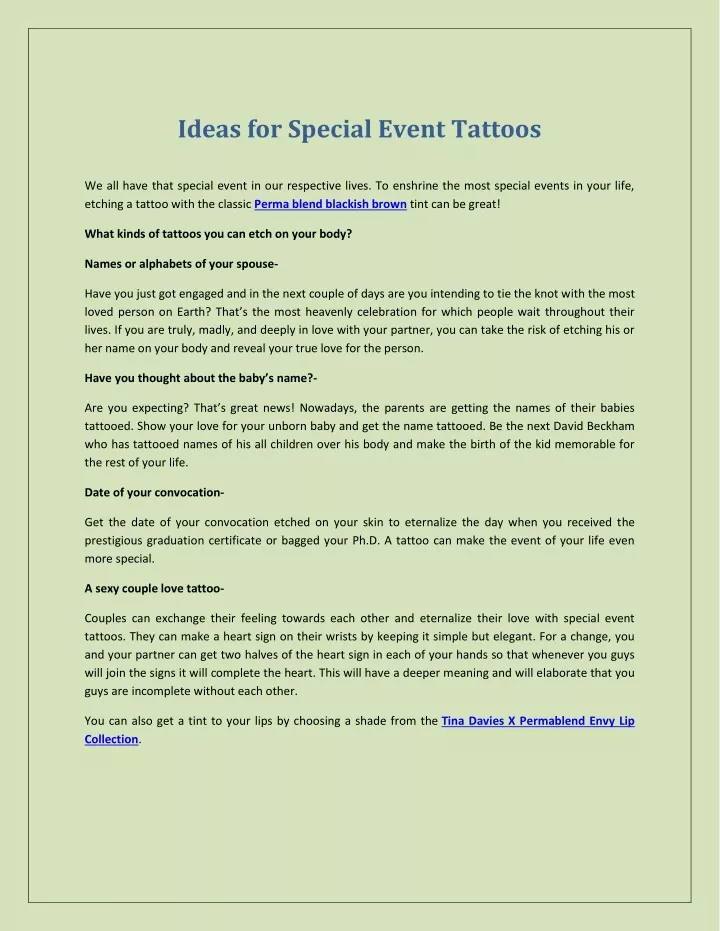 ideas for special event tattoos